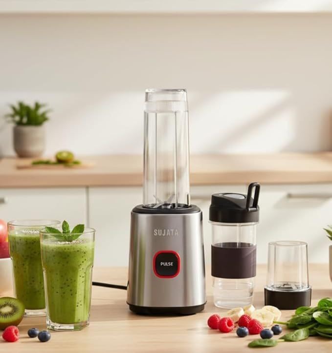 Sujata Nutromatic 600 Watt Electric Blender | Personal Blender for Smoothies, Juices & Nutritious Drinks with 3 Multipurpose Jars Including Travel Jar