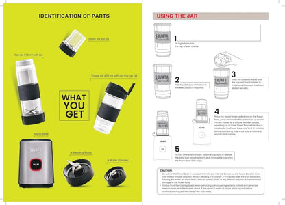 Sujata Nutromatic 600 Watt Electric Blender | Personal Blender for Smoothies, Juices & Nutritious Drinks with 3 Multipurpose Jars Including Travel Jar