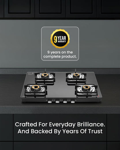 Sujata Sujata Classic Gas Stove | 9 Years Warranty | 4 Burner Stove | Gas Stove 4 Burners Glass Top, SABAF, ISI Certified,...