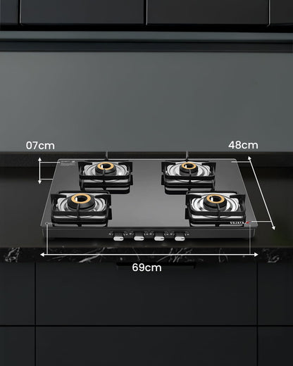 Sujata Sujata Classic Gas Stove | 9 Years Warranty | 4 Burner Stove | Gas Stove 4 Burners Glass Top, SABAF, ISI Certified,...