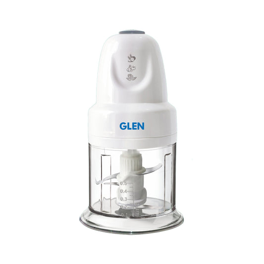 Electric Vegetable Chopper, 2 Stainless Steel Blade, Whisking Disc 0.6 Litres Bowl, 250W - White (4043 Turbo)
