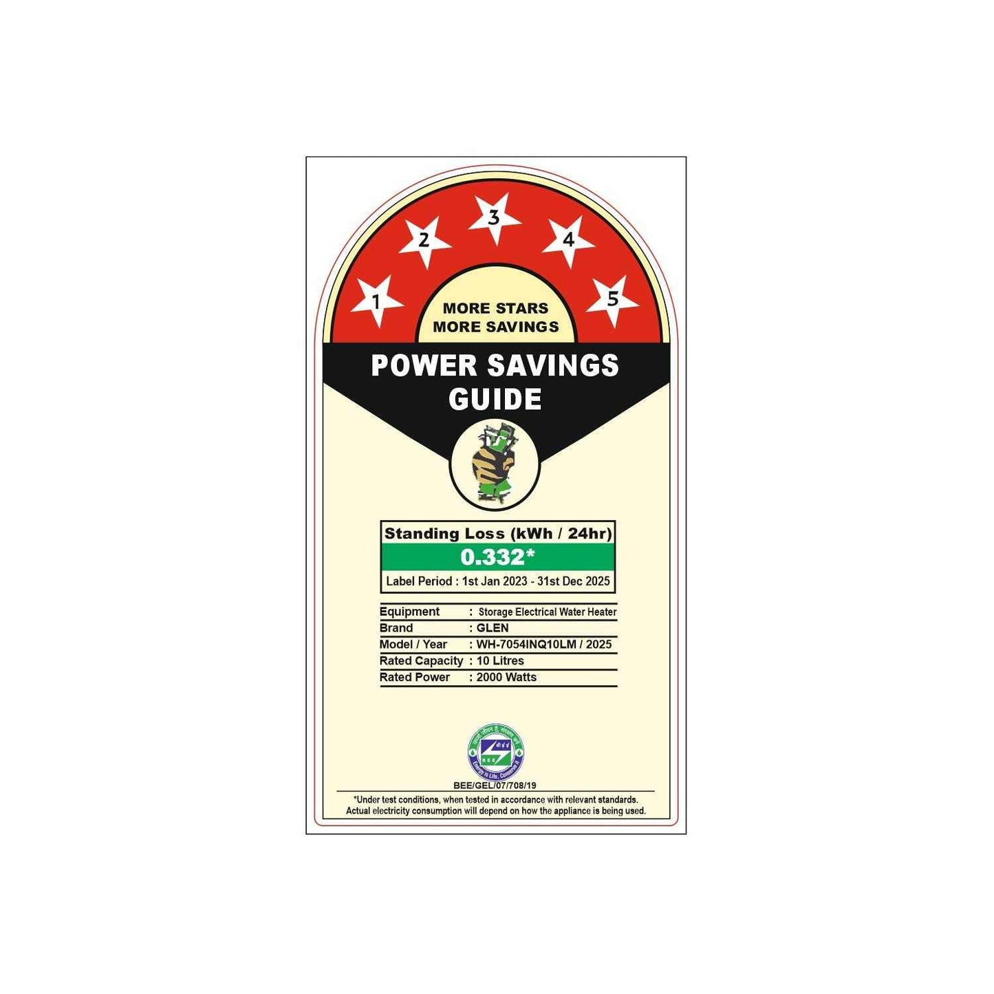 Water Heater 2000W 8 Bar Pressure Glasslined Element and Tank, Temperature control (7054 IN) - 10L/15L/25L