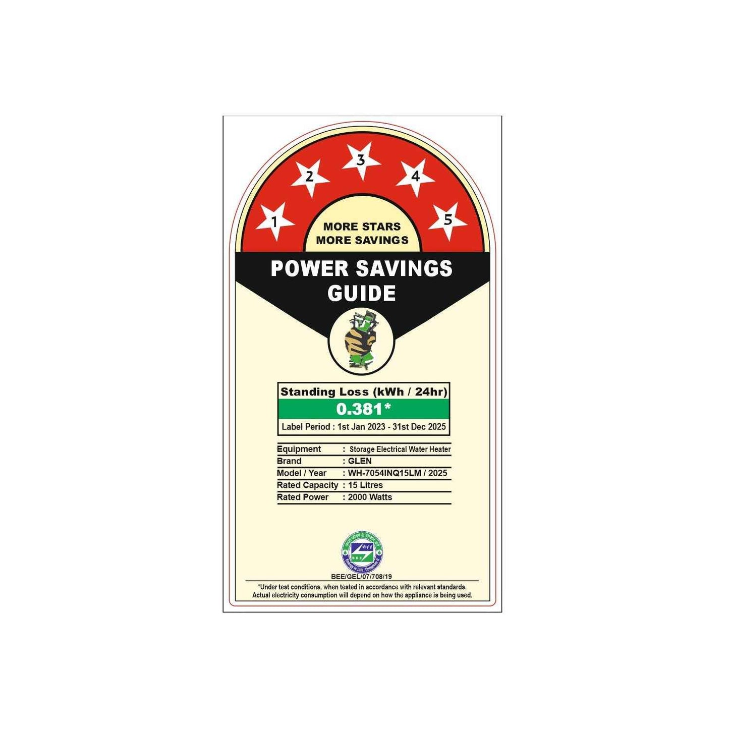 Water Heater 2000W 8 Bar Pressure Glasslined Element and Tank, Temperature control (7054 IN) - 10L/15L/25L