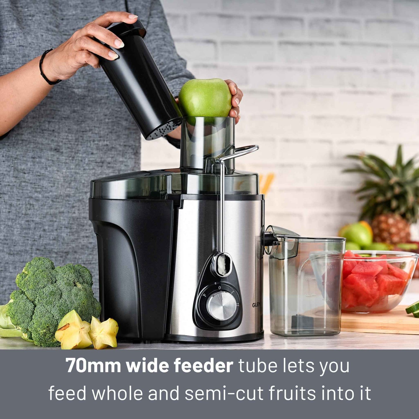Centrifugal Juicer 600W, Full Apple Feeding Tube 600ml Juice Collector, Stainless Steel Filter (4019)