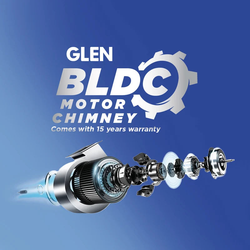Glen Auto Clean Matt Glass Filterless Chimney with Inverter Technology, BLDC Motor 60cm 1600 m³/h – CH6074MGAC