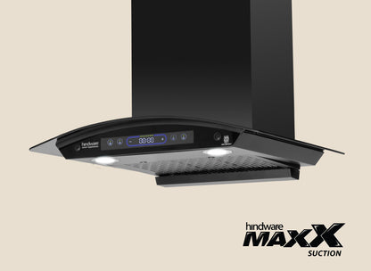 Hindware COSIMA BLDC 60CM 1600CMH; ENERGY EFFICENT MOTOR WITH MOTION SENSOR (YEAR 2025) Auto Clean Wall Mounted BLACK 1600 CMH Chimney