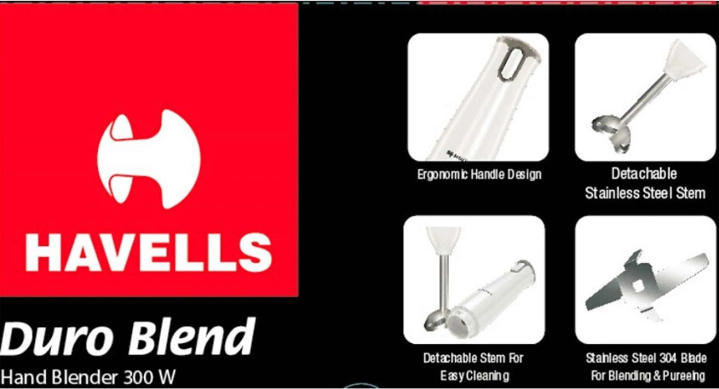 HAVELLS 300 W White Hand Blender (Duro Blend - S)