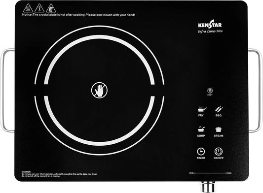 Kenstar 2200 W Infrared Induction Cooktop Touch Panel (Silver, Black, Infra Lumo Electric Stove Cooktop Energy Efficient Fast Heating Portable)