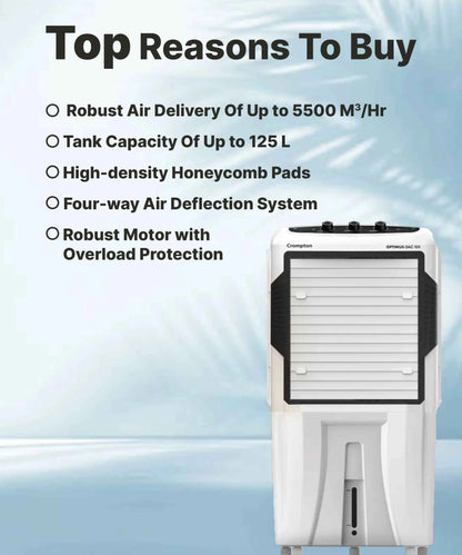 Crompton 125 L Desert Air Cooler (Black and White, ACGC-OPTIMUS125
