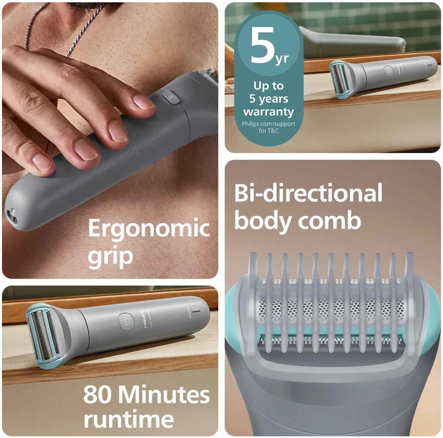PHILIPS BG3470/15 Fully Waterproof Trimmer 80 min  Runtime 1 Length Settings (Grey)